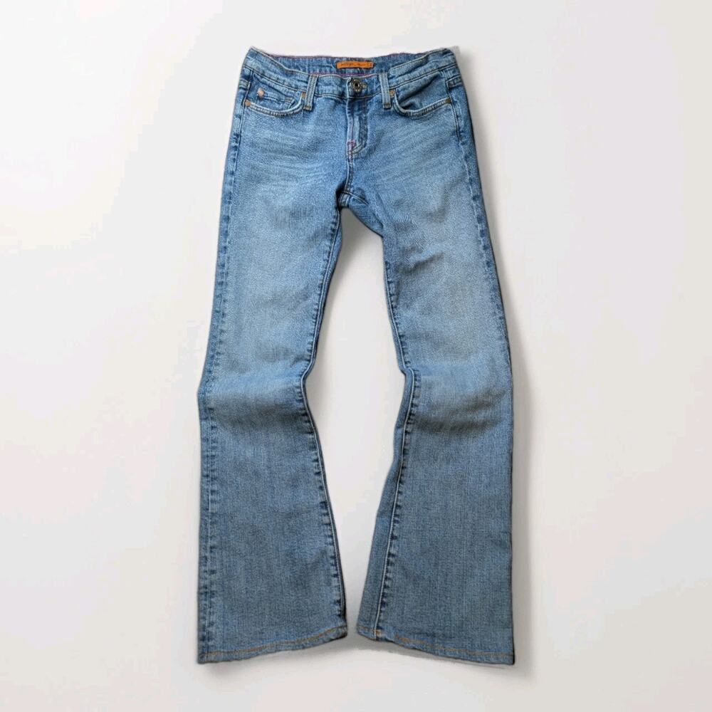 Vertigo Paris Y2K 2000s Bootcut Distressed Mid-Rise Med Wash Jeans Boho